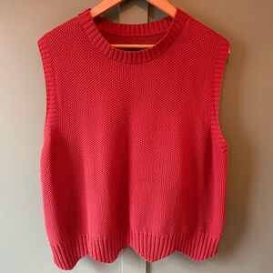 Women's Red Knit Sleeveless Sweater Vest